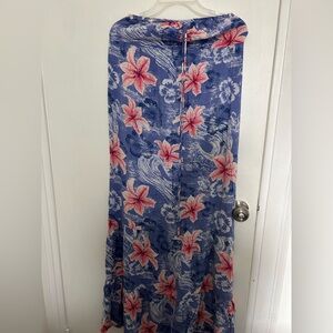 Mossimo Supply Co. Blue Maxi Strapless Dress with Pink Floral Accents
